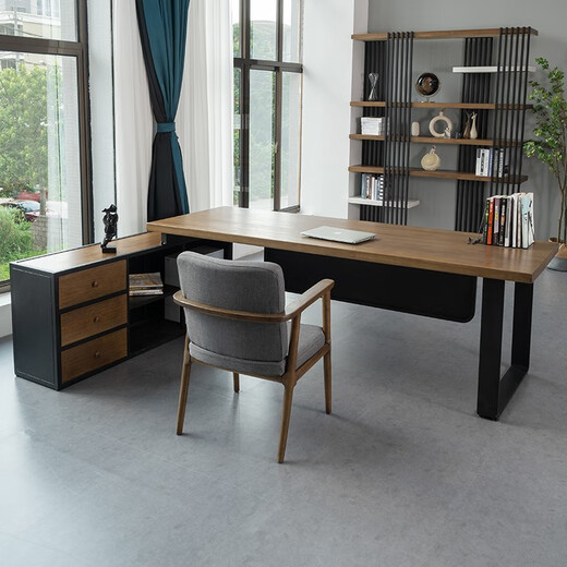 OSTRADAN solid wood boss desk office executive desk with side cabinet Chinese style president desk simple and modern length*width*height*thickness Contact customer service for customization