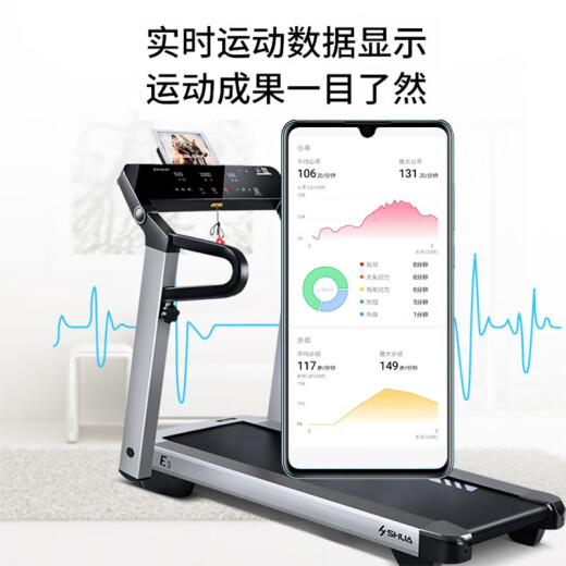 Shuhua (SHUA) SH-T3100-T2 home foldable treadmill E3 supports Huawei Sports Health APP silver gray