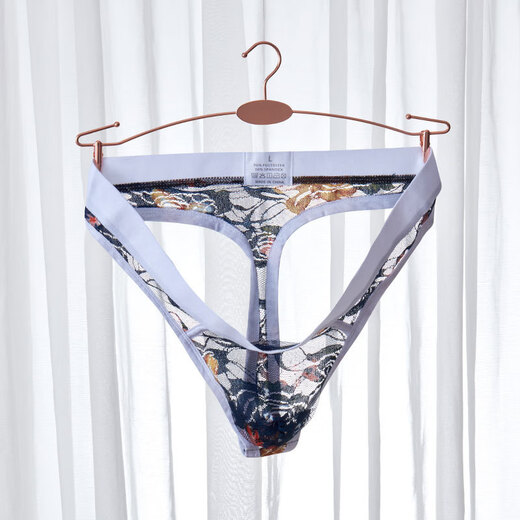 ROSELEX confidential delivery men's sexy underwear sexy thong transparent lace one-piece underwear low M royal blue