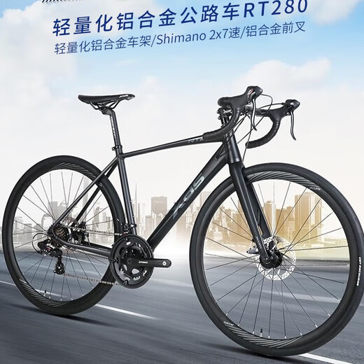 喜德盛（xds）公路自行车RT280禧玛诺14速线拉油碟入门单车 炫彩灰紫/黑480 