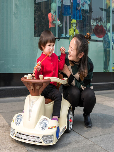 LETSFIND children's mini motorcycle children's electric car four-wheel dual drive remote control stroller men's and women's motorcycle indoor car beige + self-driving without remote control + early education dual drive