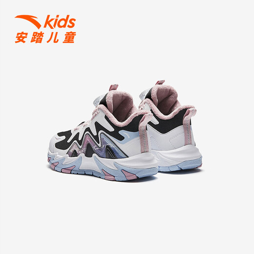 ANTA Children's Dengfeng 4.0 Sports Shoes Winter New Style Girls' Warm and Comfortable Cotton Shoes Baby Fashionable Anti-Slip Running Shoes Black/Anta White/Gray Purple-3 29