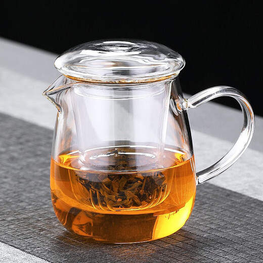 Yiji thickened heat-resistant glass tea water separation teapot transparent black tea tea set tea maker household large-capacity floral teapot mushroom cup single cup 500ML