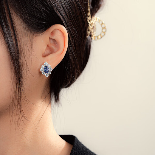 HKHL 925 Silver Tanzanite Blue Gemstone Earrings, Feminine and High-end Earrings, Niche Earrings Gift for Wife, A Pair of Tanzanite Blue Gemstone Earrings + Light Luxury Gift Box