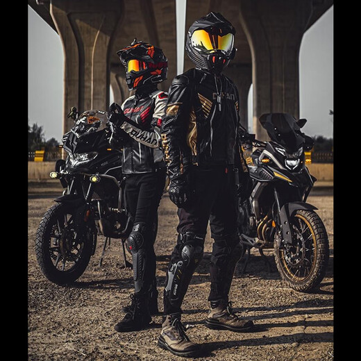 Duhan (DUHAN) D-2168 motorcycle riding suit for men and women, four-season racing suit, off-road motorcycle leather jacket, autumn and winter red and white men's L