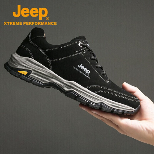 Jeep mountaineering shoes men's lightweight sports shoes men's non-slip wear-resistant training shoes plus velvet cold-proof and warm outdoor hiking shoes 1255