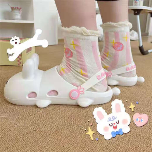 G.duck little yellow duck 2025 children's slippers summer girls wear anti-slip cute little rabbit bag head hole shoes Pink 38-3937-38 feet wear