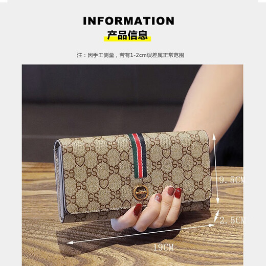 GIEVSZHE clutch bag, women's wallet, long style, new first-layer cowhide handbag, large-capacity coin purse, birthday gift for girlfriend, apricot color, ready for delivery on the same day, exquisite gift box