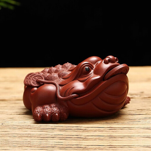 Gold inlaid jade tea pet ornaments tea ceremony accessories toad tea pet purple sand golden toad tea table ornaments tea room tea toys tea set Dahongpao golden toad