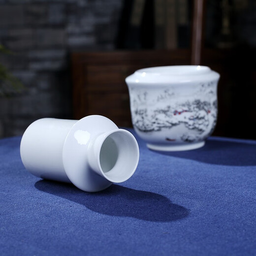 Porcelain Yun Jingdezhen Household Chinese-style Warming Ceramic Warming Wine Cup White Wine Kettle Two and a Half Jin Jin equals 0.5 kg Wine Divider Wine Cup Hot Wine Kettle Fuchun Shanju-3 Pack of 150ml