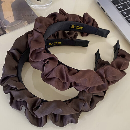 Zhuxi headband women's high-end fashionable high-ceiling Hong Kong style face wash headband hairpin 2025 new headwear pressed hair pleated headband black