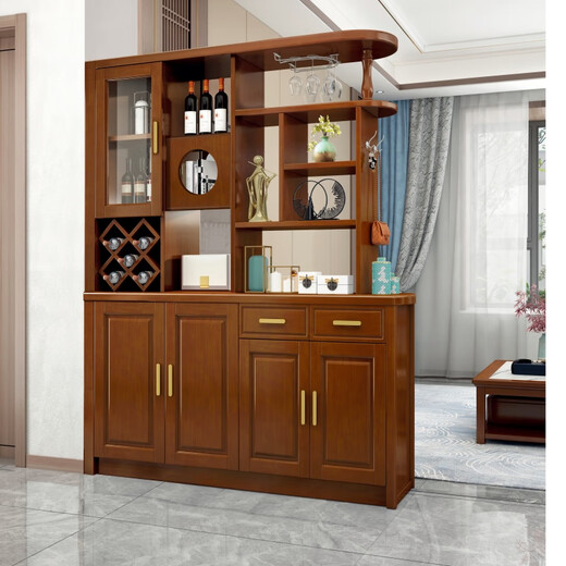 Benbei Chinese solid wood partition cabinet wine cabinet modern living room entrance cabinet shoe cabinet room hall cabinet entrance screen double-sided storage cabinet length 120 width 40 height 200cm meter partition 826# imported rubber wood walnut color home installation