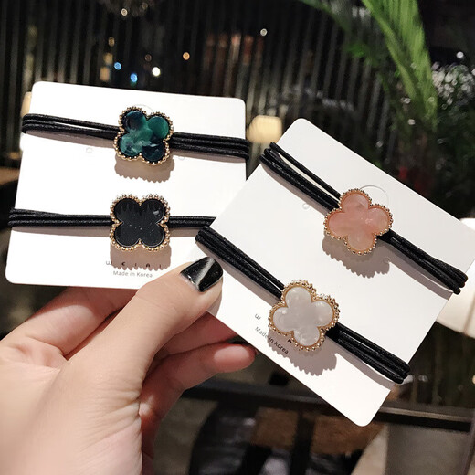 Xiang Wan Hair Rope Women's 5-piece Four-leaf Clover Hair Rope Simple High-Elastic Hair Rope Rubber Band Non-Stretching Hair Rope Birthday Gift for Girls