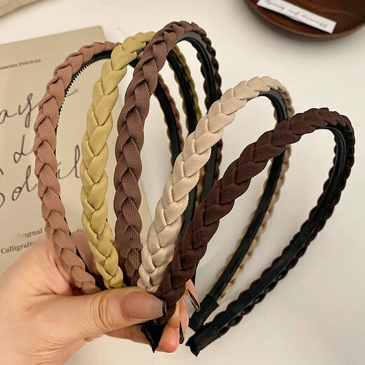 Qindu Simple Hair Pressing Headband Women's Face Wash Headband Women's High-Quality Anti-Slip Broken Hair Hairpin 2023 Headwear Twist Braided Hairband - Black