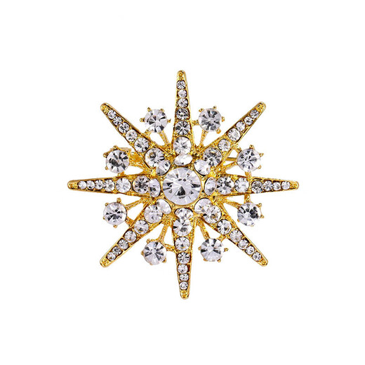 Sili anti-exposure corsage Korean style suit eight-pointed star men's brooch personalized light luxury accessories pin silver sparkling diamond eight-pointed star