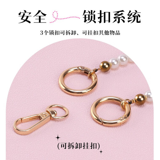 0-Grad-Mobiltelefon Lanyard Hanger Hals Crossbody Style Hanging Seil für iPhone Apple Huawei Xiaomi Oppovo Universal Tragbares tragbares Mobiltelefon-Hang-Kettenzubehör für Geburtstagsgeschenk weiße Perle Mobile Handy Lanyard-Crossbody Style Style