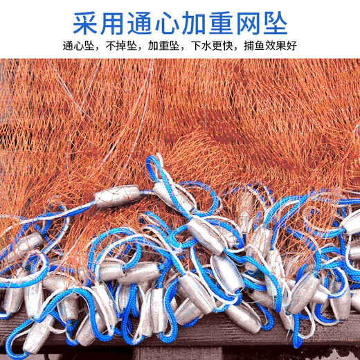 Hevada Casting Net Hand Throwing Net Fishing Net Casting Net Throwing Fishing Net Large Frisbee Type Hand-thrown American Monofilament Line with Steel Pendant Frisbee Type Tire Line 1 Finger Steel Pendant Buy One Get Nine Free Diameter 5.4 Meters*Net Height 2.7 Meters
