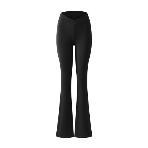 La Nikar micro-flared yoga pants for women to wear as outerwear for sports and fitness high-waisted hip pants and casual Pilates dance pants-K0803 Black XS