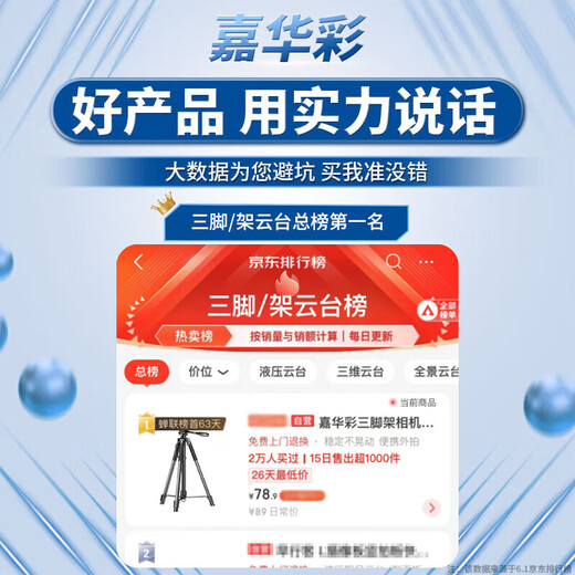 Jiahuacai Tripod Camera SLR Micro Single Sony Canon Mobile Phone Live Photography Photography Outdoor Portable Travel Three-Dimensional Cloud Head Professional Stable Anti-shake Bracket