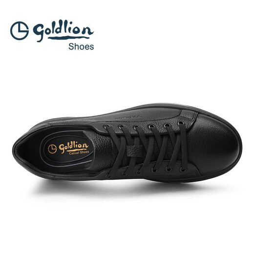 Goldlion Men's Shoes Autumn New Business Casual Leather Shoes Lightweight Comfortable Breathable Leather Shoes Soft Deerskin Flat Shoes Men's Shoes Black 40