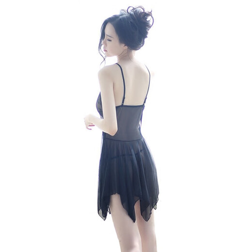 Shantou Lin Village Frauen verlockend transparente sexy Spitze schwarze Strümpfe Pajama Leidenschafts drei Punkte sexy Pyjamas Spannungsrock Uniform Offen 1283 Sexy Hase Girl + Tanga Pinsel
