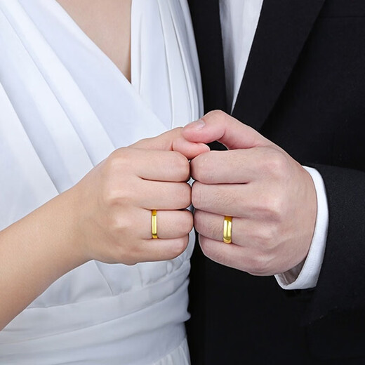Zhou Jincheng gold ring for men and women, pure gold 999 solid ring, glossy live mouth, Tianyuan couple style gold ring, live mouth, gold weight 3.78g