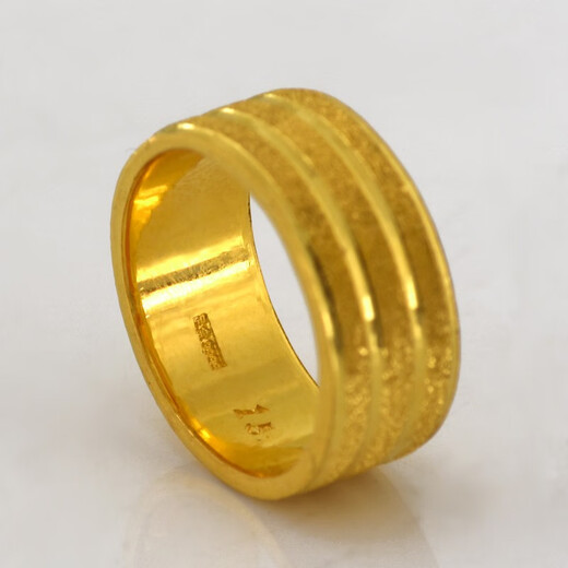 Qian Xinrui gold ring new fashion pure gold 999 frosted couple ring closed ring simple tail ring private customization 10g 8mm face width 18