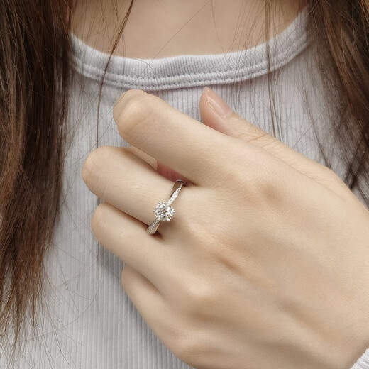 Liuguifu Jewelry Christmas Gift Happiness Diamond Ring 18K Gold Wedding Ring Proposal Engagement Wedding Diamond Ring Female E-commerce Special Birthday VS Slightly Flawed-H Color-VG Cut-18 Points Girls No. 11