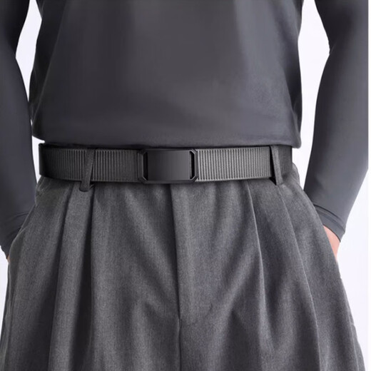 Pengjing canvas belt men's casual student braided belt nylon automatic buckle sports tactical military training youth trousers belt for women black surface automatic buckle - classic black 120*3.5cm