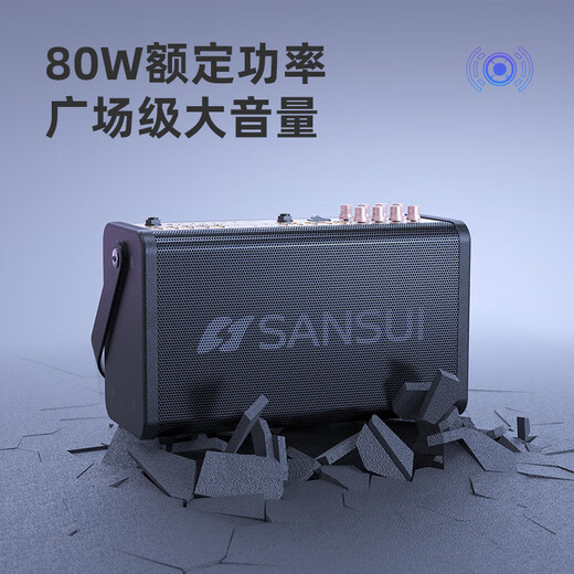 SANSUI portable portable speaker square dance audio speaker with KTV wireless microphone small live broadcast karaoke audio mobile outdoor high-power sound card karaoke E73 ten speakers + sound card sound effect