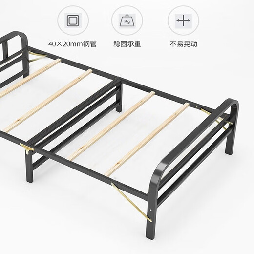 万坤（WANKUN）折叠床单人床(免安装)午休床午睡床行军床医院家用陪护硬板床铁床 90*200cm（加厚环保实木板床） 真木板材