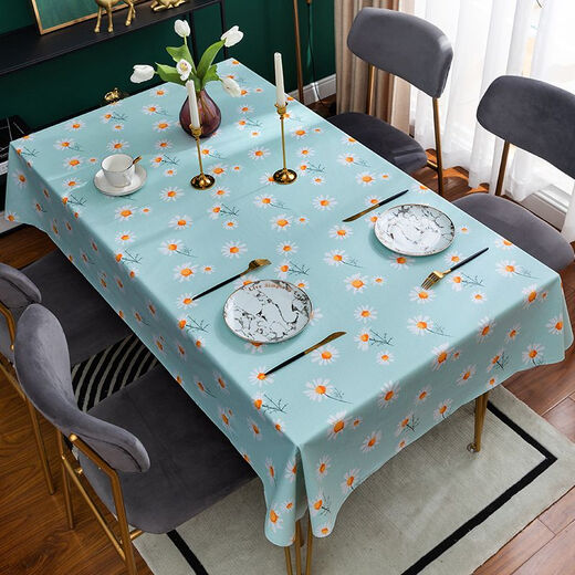 Bo Ling Lu high-end light luxury tablecloth waterproof, oil-proof, anti-scalding, no-wash PVC simple tablecloth 2023 latest coffee table mat new style - blue and yellow rhombus 138*180cm 95% dining table suitable