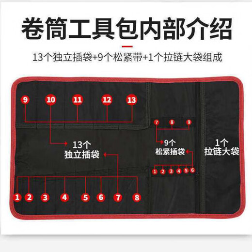 Yingtang tool bag canvas wear-resistant thickened roll repair accessories bag plumber carpenter car simple handbag red - roll tool bag does not include tools