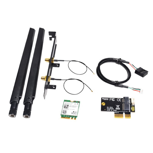 Gxlinkstar WiFi6 WiFi7 desktop BE200/AX210/AX200 Gigabit wireless network card tri-band 5374M Bluetooth 5.3 computer WiFi receiver small PCI-E kit package AX210+PCIE small transfer board+external antenna*1 set
