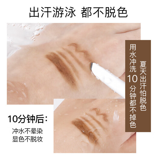 Carslan Eyebrow Pencil Waterproof, Sweatproof, Non-fading, Long-lasting, Non-smudged Automatic Eyebrow Pencil, One-Line Eyebrow Thrush with Eyebrow Brush, Natural for Men and Women, 1 Original, 1 Replacement, 03 Smoke Gray (Big Triangle)