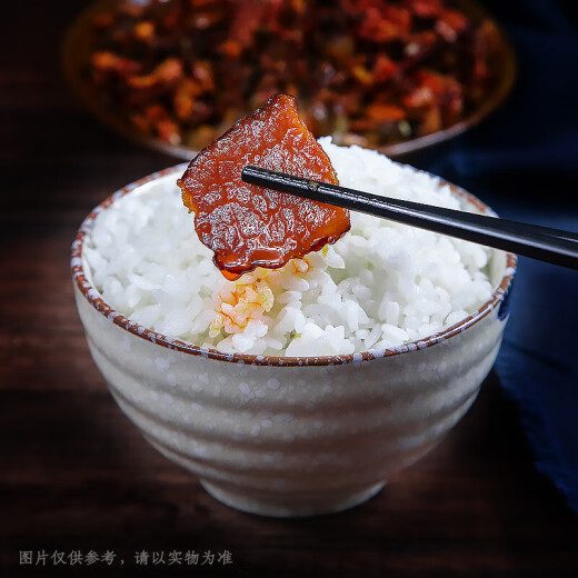 Shuhe spring bacon grandma's dish Hunan rice dish appetizing pickles spicy pickles slightly spicy bottle ready to eat with rice [with meat] bacon grandma's dish 280g*2 bottles