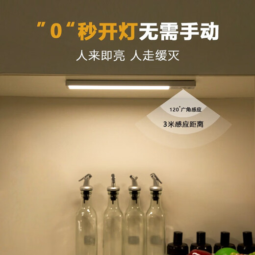 Zhite cabinet lamp ultra-thin cool lamp USB charging wireless night light sensor lamp magnet adsorption wardrobe entrance kitchen three colors 40 cm - human feeling - magnetic suction - brightness