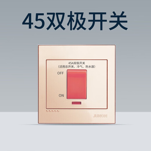 俊朗大功率45A曲架双极开关9900W热水器空调家用断路器20a总单开水泵 岩灰45A（9900W）