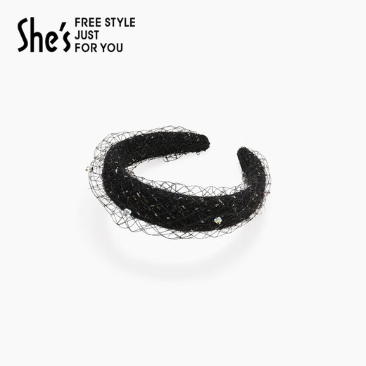 She s Qianzi mesh small fragrant style headband banquet party headband high-end hairpin hair accessories birthday gift for girlfriend black G0