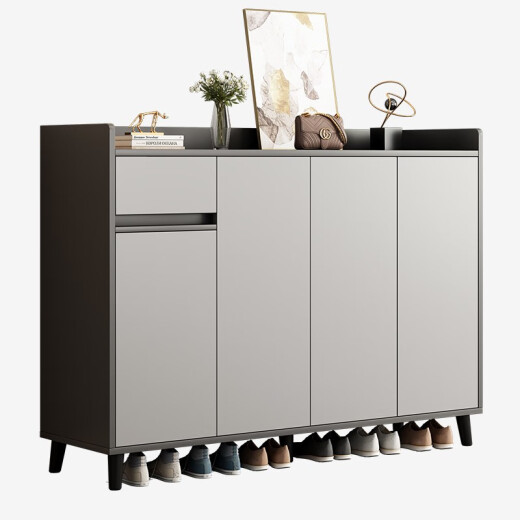 First Forest Shoe Cabinet Doorway Home Large Capacity Balcony Storage Cabinet Modern Simple Entrance Cabinet Entry Integrated Wall Storage Cabinet [Recommended by the Store Manager] Dark Gray + Light Gray 120*32*90