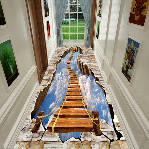 3D vertigo carpet can be cut, 3D thrilling corridor aisle carpet, long stairway carpet, fully covered custom door mat, flame 50*80 cm rectangular