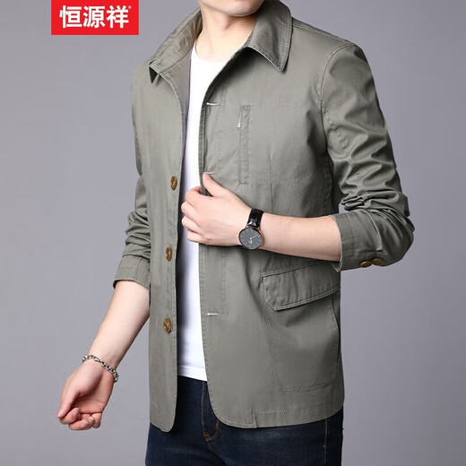 Hengyuanxiang 100% cotton executive jacket men's spring and autumn business casual dad jacket middle-aged and elderly tops