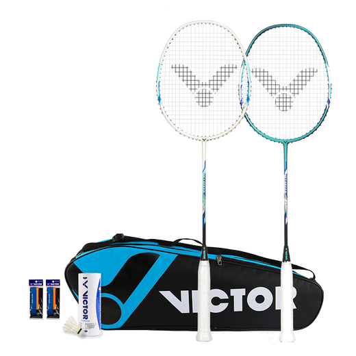 威克多（VICTOR）自营旗舰店羽毛球拍对拍轻量耐打男女入门户外全碳素双拍DF001