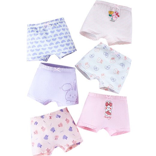 LangSha children's underwear, girls' underwear, medium and large children's 5A antibacterial underwear, baby and teenager boxer shorts, 6 pack 130