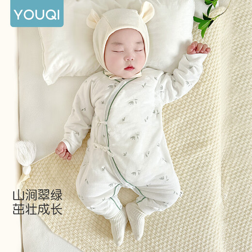 Youqi light and thin cotton warm newborn baby clothes autumn and winter cotton clothes newborn baby quilted jumpsuit monk suit