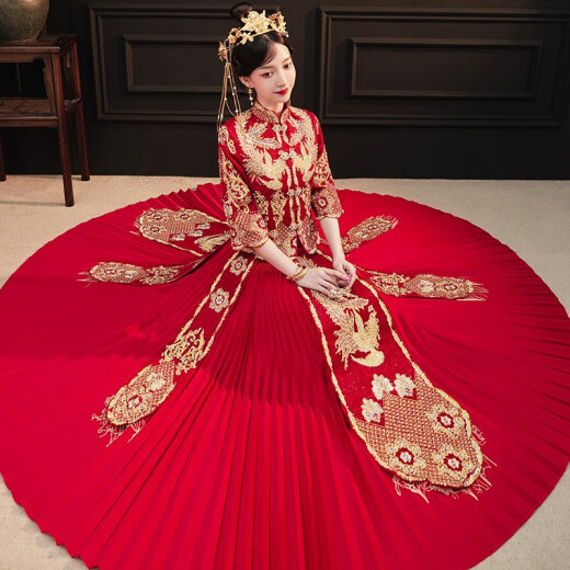 ZEIMSSMM Xiuhe Wedding Bridal 2022 New Chinese Style Wedding Dress Ancient Costume Cheongsam Wedding Dress 011M