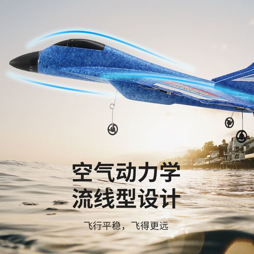 Dwi fly 200 meters high remote control airplane children's fixed-wing electric aircraft fighter foam boy toy 2.5 channels - can fly 200 meters high blue four batteries battery life 2 hours + multi-charger