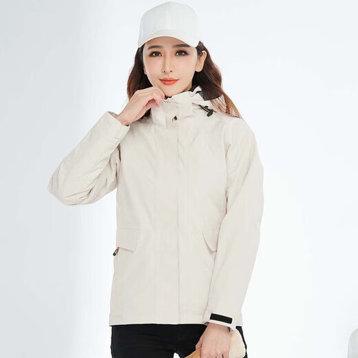 
BRELRMON Korean version of windproof jacket for women and men, outdoor coldproof three-in-one warm and removable ski mountaineering jacket jacket HS12805 m white-woman XL