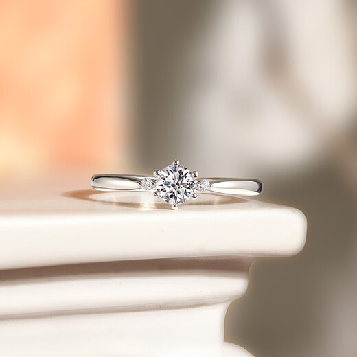 Saturday Fortune (ZLF) New Year's Gift 18K Gold Diamond Ring Women's Sparkling Three Lives Three Worlds Engagement Proposal Wedding Diamond Ring 30 Points SI/IJ No. 10