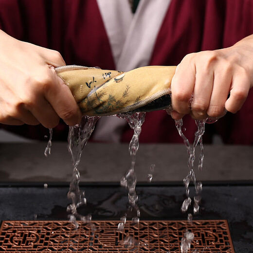 Baipinliang high-end new Chinese style super absorbent tea towel, ancient painting, Zen tea mat, velvet tea cloth, Kung Fu tea table gift box, 4 pieces in gift box (picture style shipped) No Specifications